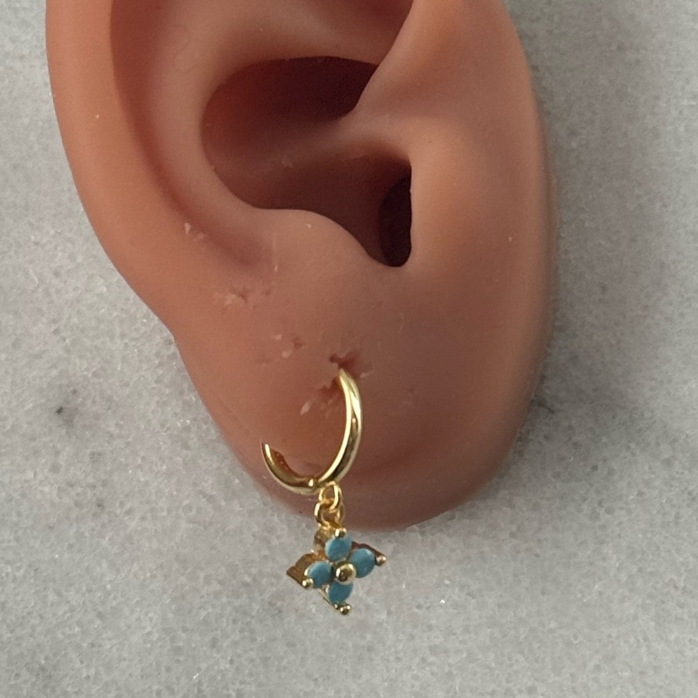 COPY - Gold Turquoise Crystal Huggie Hoop Dangle Earrings 

Brand New - Picture 3 of 5